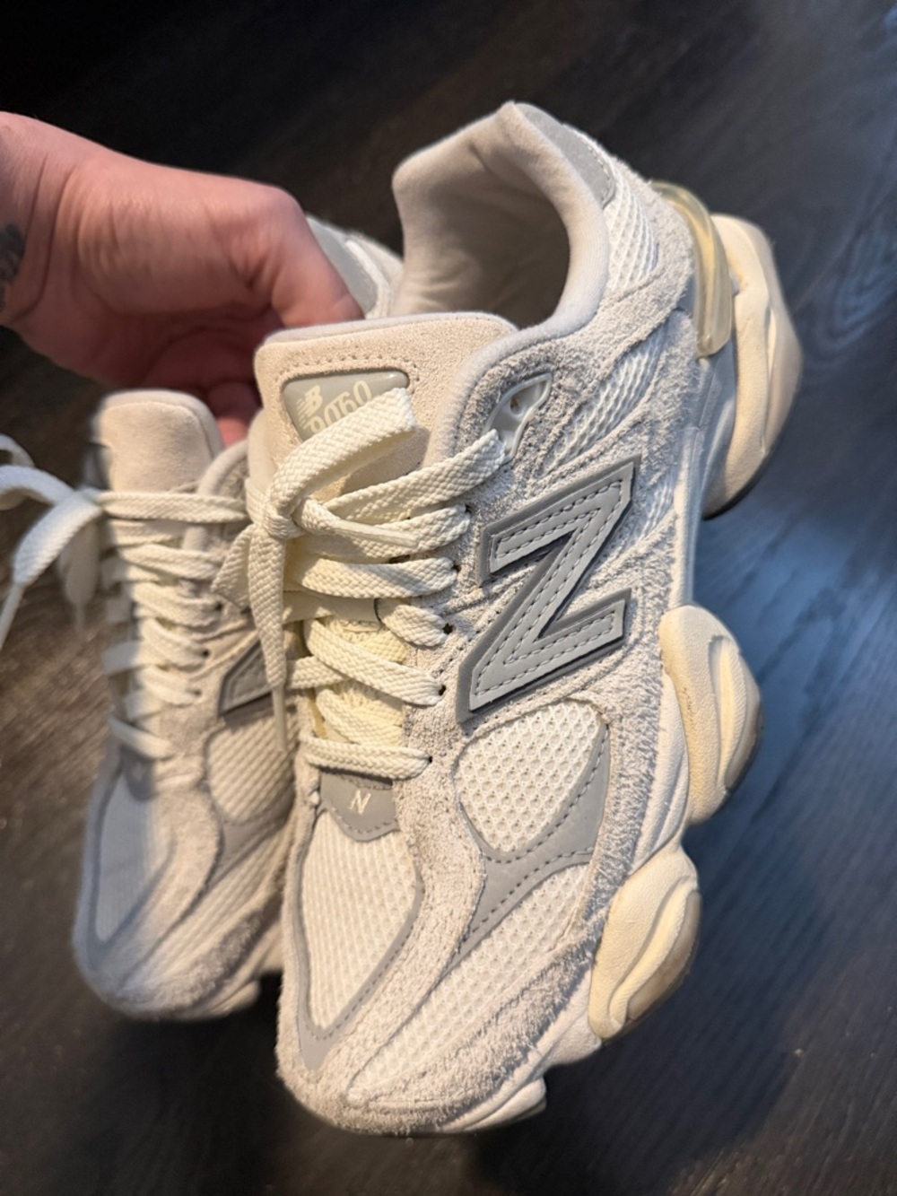 New Balance 9060 Off-White and Cream Chunky Sneaker